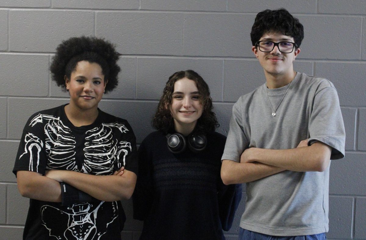 Marley Scott, 9th, Jeneva Tupper, 9th, and Richard Lujan, 12th argued their way into the next round during the January 20th debate competition at Wimberley High School.