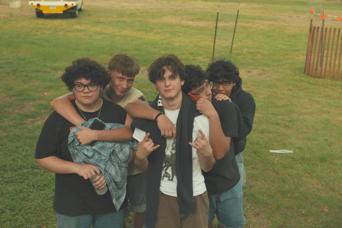 VMHS’ Theater Productions boys, senior Samuel Herrera, sophomore Aidan Carter, senior Ian Ortiz, Junior Nicholas Gaytan, and senior Austin Espiritu take a moment to relax after completing two hours of service by 11 am. Close to exhaustion, the crew waits to carpool to lunch. 